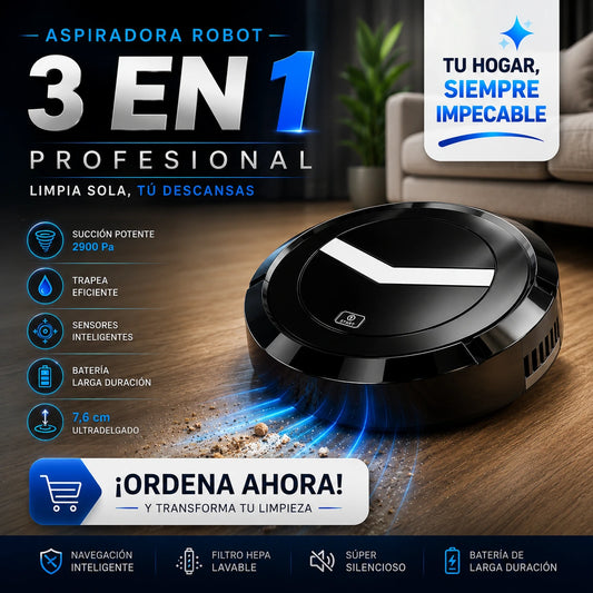 Aspiradora robot 3 en 1 profesional