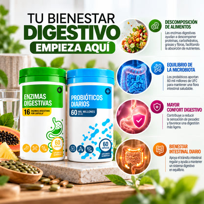 DÚO DIGESTIVO PRO | Enzimas Digestivas + Probióticos
