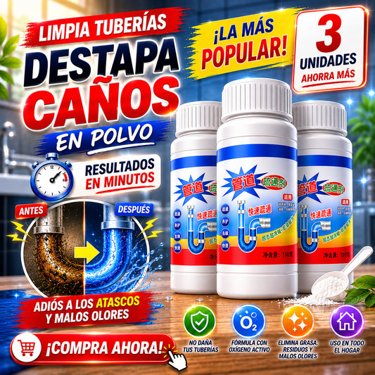 Limpia Tuberías Destapa caños en polvo