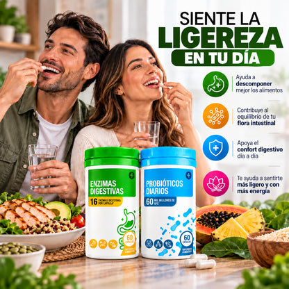 DÚO DIGESTIVO PRO | Enzimas Digestivas + Probióticos